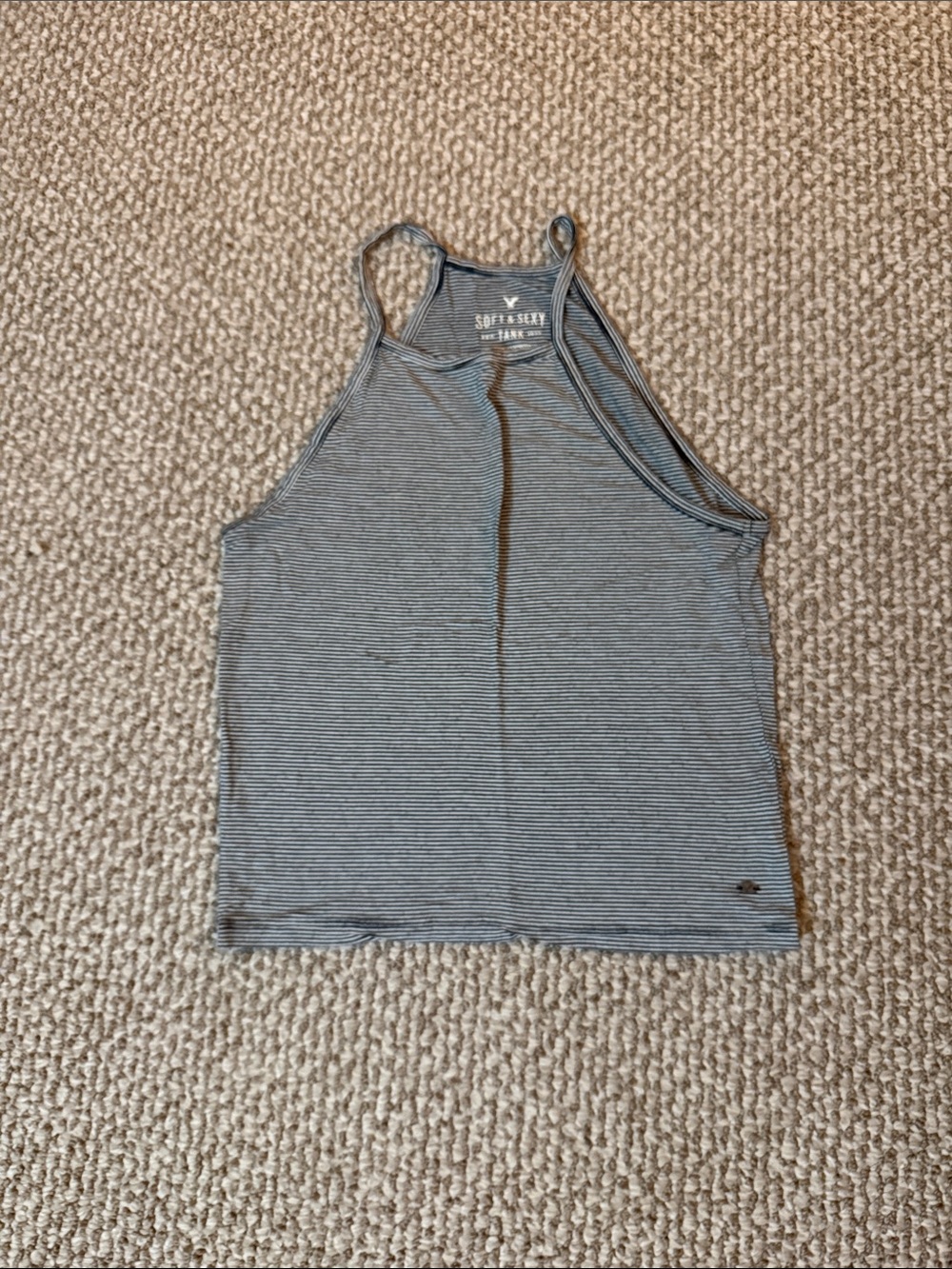 Woman’s Gray Striped Tank Swim Cover-Up